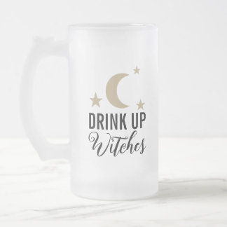 Drink up Hexen lustigen niedlichen Mond und Sterne Mattglas Bierglas