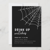 Drink up Hexen Schwarzes Halloween-Party Einladung