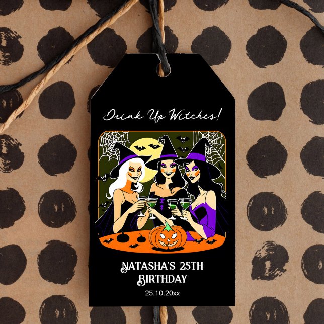 Drink up witches adult Halloween birthday party Geschenkanhänger (Drink up witches adult Halloween birthday party favor gift tags black gift tags)