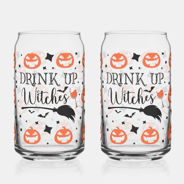 Drink Up Witches Halloween Dosenglas (Links)
