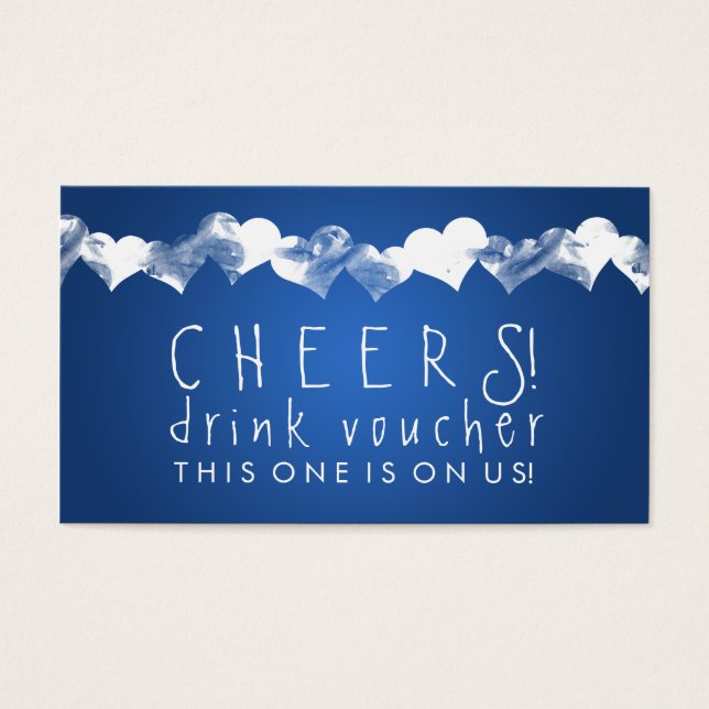 Drink Voucher Grunge Hearts Blue (Vorderseite)