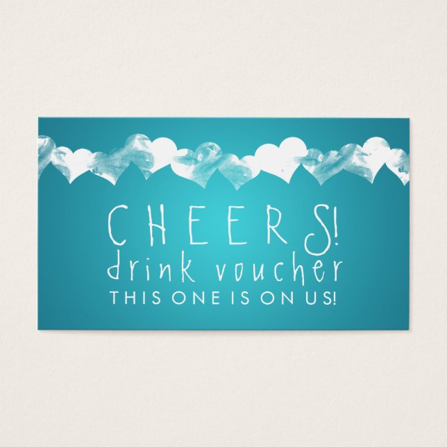 Drink Voucher Grunge Herz Türkis (Vorderseite)