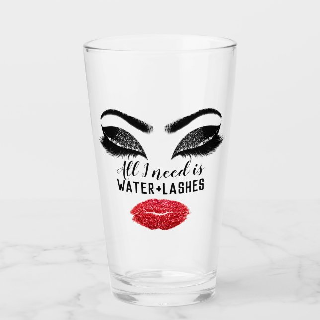 Drink Water Makeup Artist Eyelash Red Kiss Glas (Vorderseite)