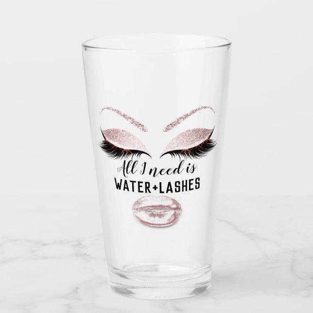 Drink Water Makeup Artist Eyelash Rosa Lippen Glas (Vorderseite)