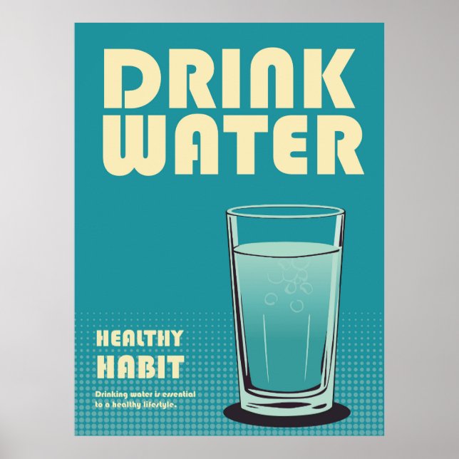 Drink Water Slogan Bauhaus Pop Kunst Design Poster (Vorne)