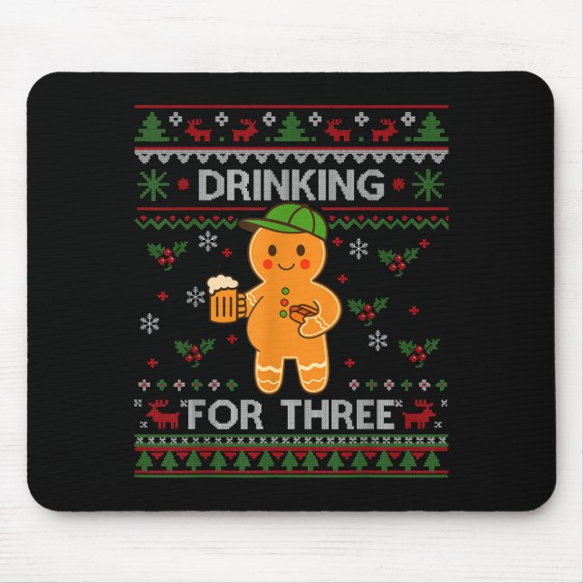 Drinking For Three Pregnancy Announcement Ugly Swe Mousepad (Vorne)