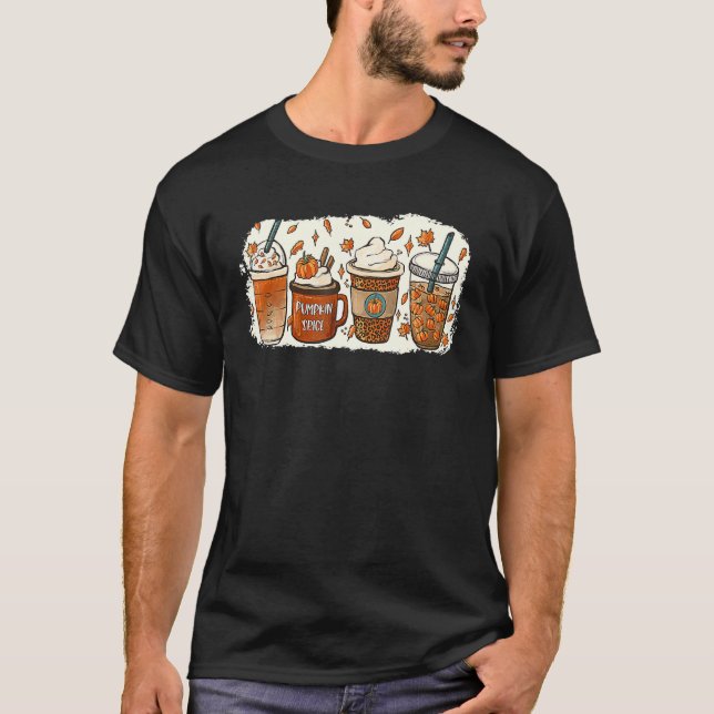 Drinking Halloween Fall Pumpkin Coffee Drinks T-Shirt (Vorderseite)