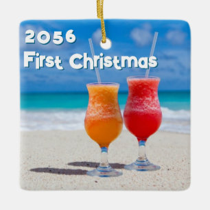 Drinks am Strand Erstes Weihnachtsdatum Keramikornament