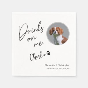 Drinks auf Me Script Custom Foto Fun Wedding Serviette
