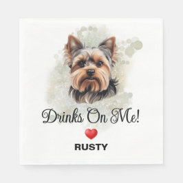 Drinks auf Me Yorkshire Terrier Wedding Serviette