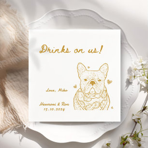 Drinks auf uns Gezeichnet Funny Dog Einfache Hochz Serviette