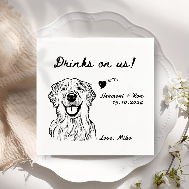 Drinks auf uns Minimalistischen lustigen Hund einf Serviette (Von Creator hochgeladen)