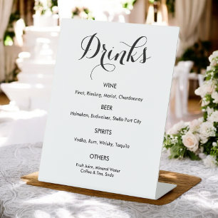 Drinks Bar Menu Schwarz-weiß Wedding Sockelschild