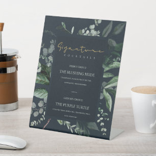 Drinks Cocktail auf der Navy Black Leafy Foliage Sockelschild