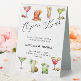Drinks & Cocktails Open Bar Wedding Tischaufsteller