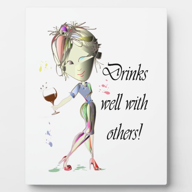 Drinks gut mit anderen, lustige Weinkunst Fotoplatte (Vorderseite)