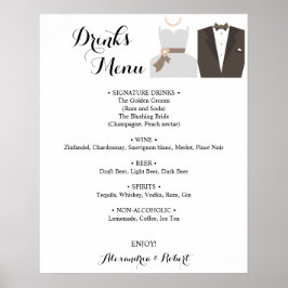 Drinks Menü Bride & Groom Bridal Wedding Poster