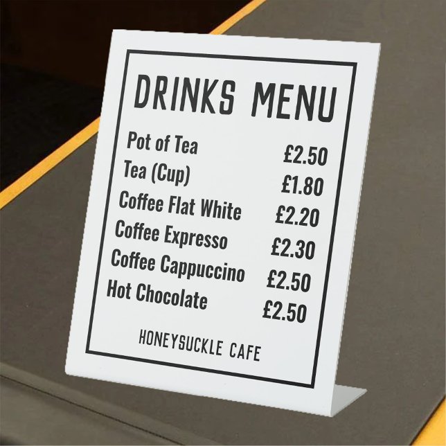 Drinks Menu Price List Pedestal Sign Sockelschild (Von Creator hochgeladen)