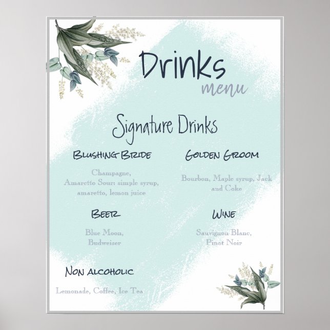 Drinks Menu Wedding Poster (Vorne)
