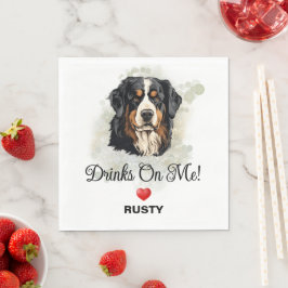 Drinks on Me Bernese Mountain Dog Serviette