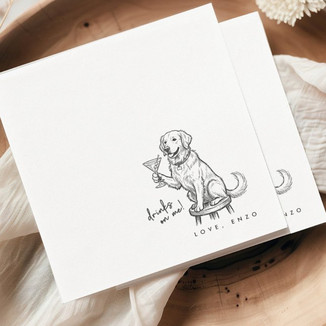 Drinks On Me Cute Fun Dog Cocktail Napkins Serviette (Von Creator hochgeladen)