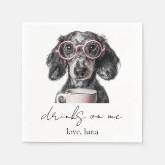 Drinks on Me Cute Fun Photo Modern Dog Wedding Nap Serviette