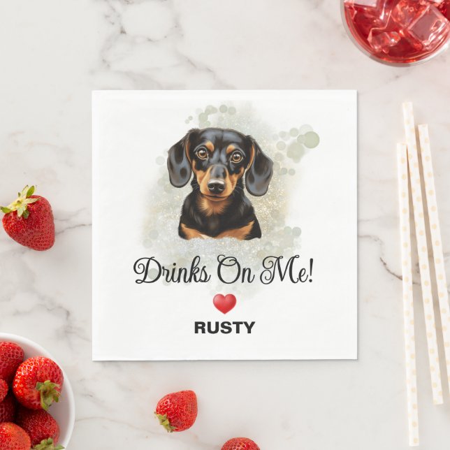Drinks on Me Dachshund Wedding Serviette (Beispiel)