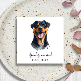 Drinks On Me! Rottweiler Dog Pet Wedding Serviette