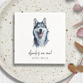 Drinks On Me! Siberian Husky Dog Pet Wedding Serviette