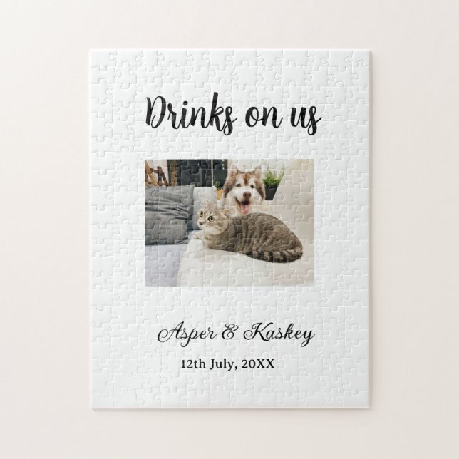 Drinks on us open bar pet photo wedding couple dat (Vertikal)