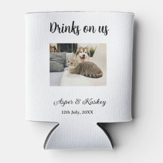 Drinks on us open bar pet photo wedding couple dat dosenkühler