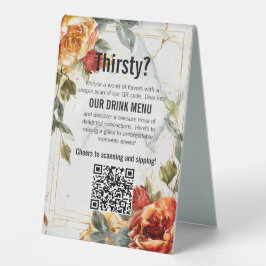 Drinks QR + schöne Text Marmorträume Orangefarbene Tischaufsteller