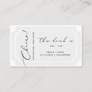 Drinks Ticket Moderne kalligraphische Hochzeitkart Begleitkarte