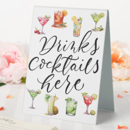 Drinks und Cocktails bei Hochzeiten in der Bar Tischaufsteller