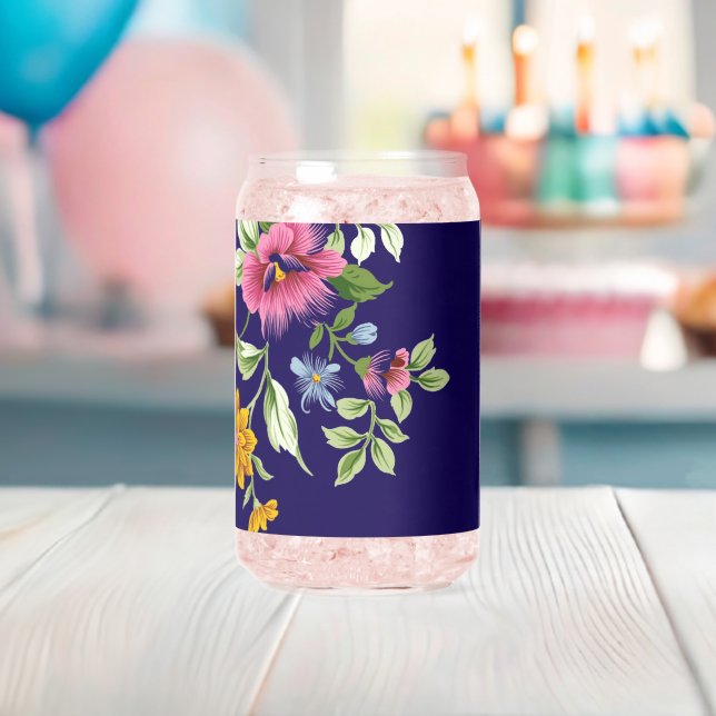Drinkware Set Floral Blue Can Glass Dosenglas (Insitu (Baby Party))