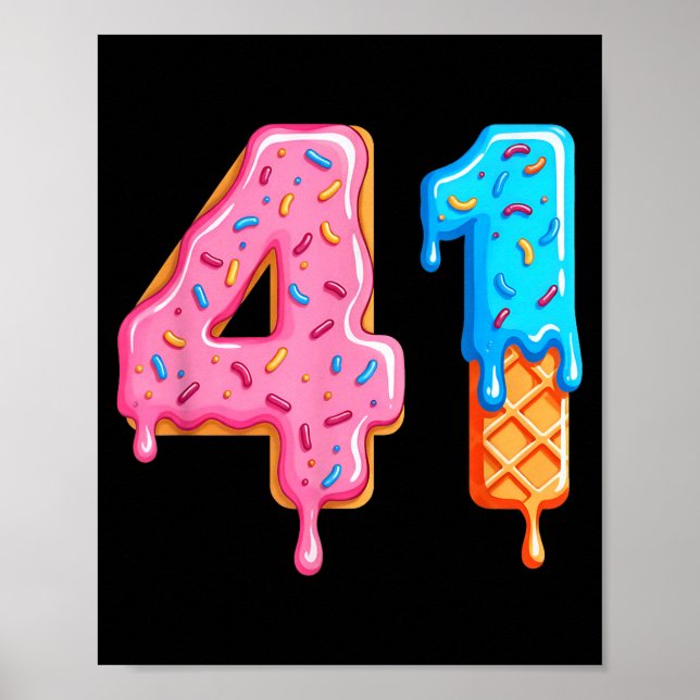 Drip 41 Meme Cool Baseball Stil Nummer Einundvierz Poster (Vorne)
