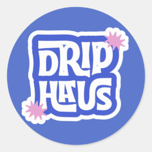 Drip Haus – Retro spielerisches Logo Runder Aufkleber