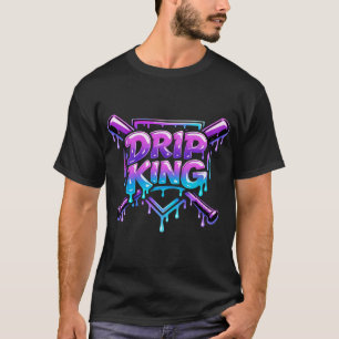 Drip King Baseball-Typografie T-Shirt