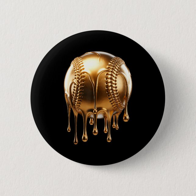 Dripng Gold Drip Baseball Game Day Player Coach Ba Button (Vorderseite)