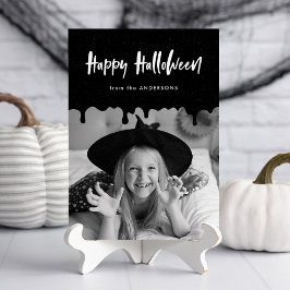 Dripping Blood Black Halloween Foto Card
