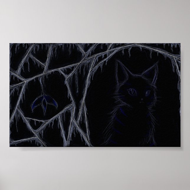 Dripping cobwebs cat poster (Vorne)