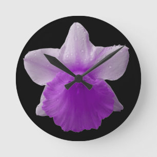Dripping Daffodil Purple Wall Clock Runde Wanduhr