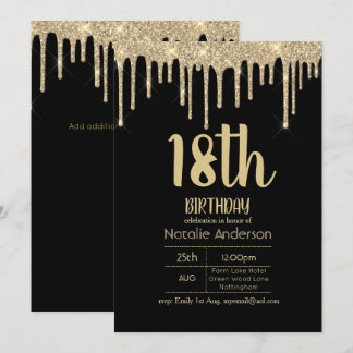 Dripping Glitzer Typografy 18. Girls Modern Einladung