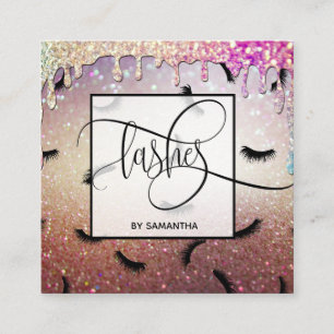 Dripping Gold Lashes Viele Lashes Quadratische Visitenkarte