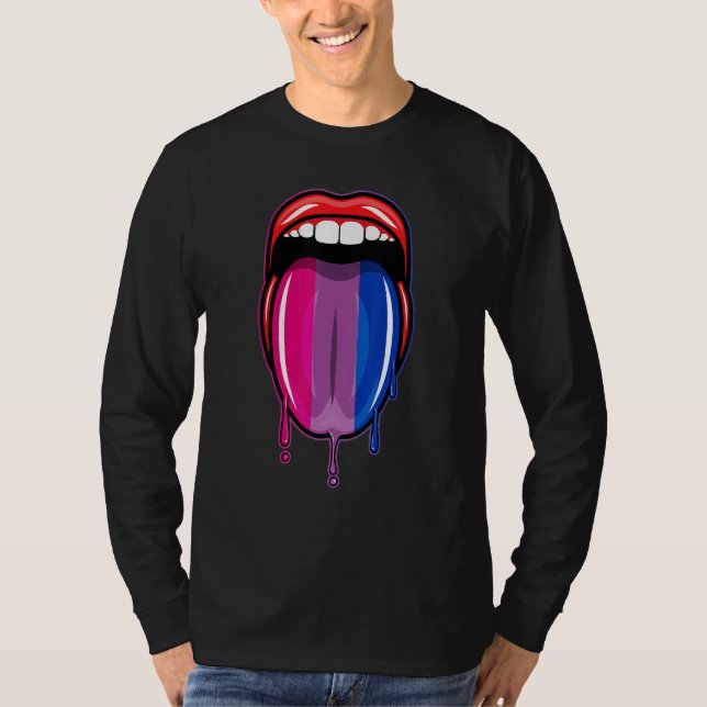 Dripping Lips Tongue Bisexual Pride Bisexuality Fl T-Shirt (Vorderseite)