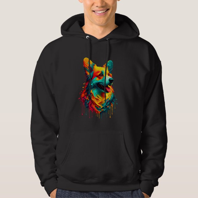 Dripping Paint Art Cardigan Welsh Corgi Corgis Hoodie (Vorderseite)