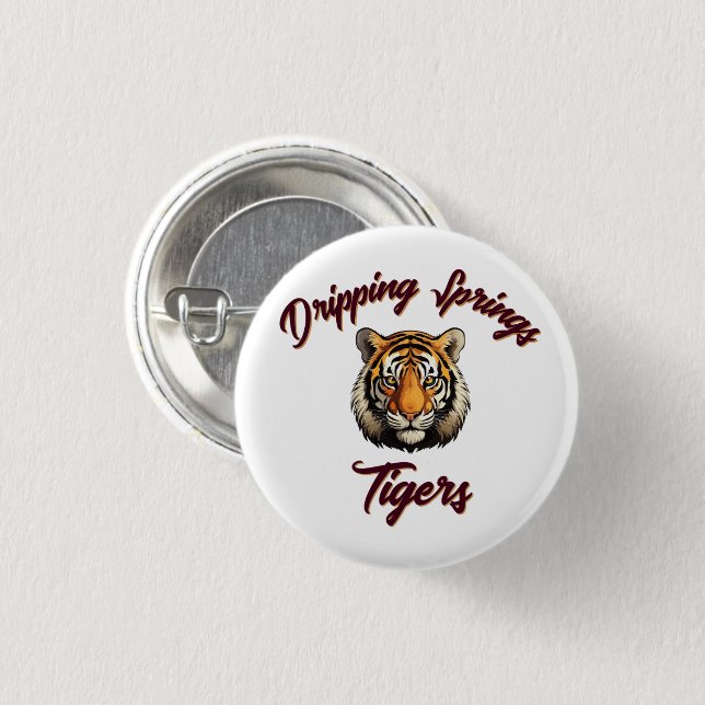 Dripping Springs Tigers Schulgeist-Anstecknadel Button (Vorne & Hinten)