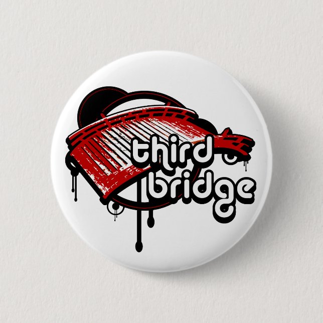 dritte Brücke. weiß&rot. Button (Vorderseite)