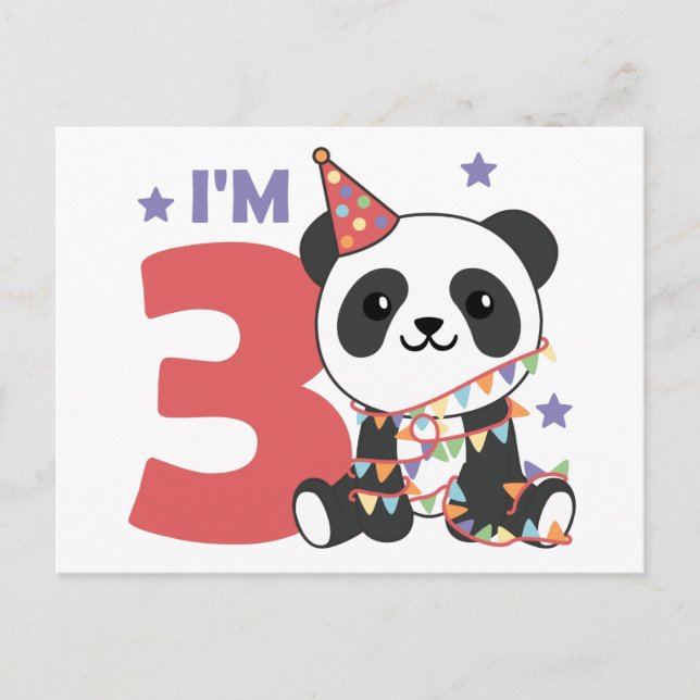 Dritte Geburtstagspanda für Kinder 3 Jahre Postkar Postkarte (Vorderseite)