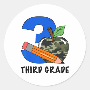 Dritte Klasse 3. Klasse Camo Apfel Kinder Jungen Runder Aufkleber